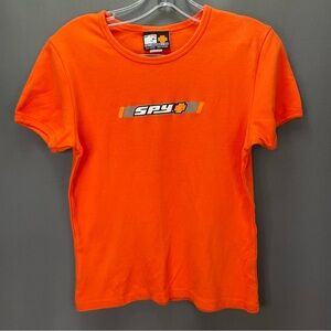 Vintage y2k SPY OPTIC orange glitter t shirt